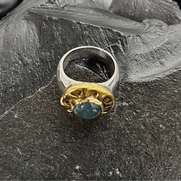 NAVA ZAHAVI 24k Gold & Sterling Silver Aventurine Ring - Picture 2 of 6